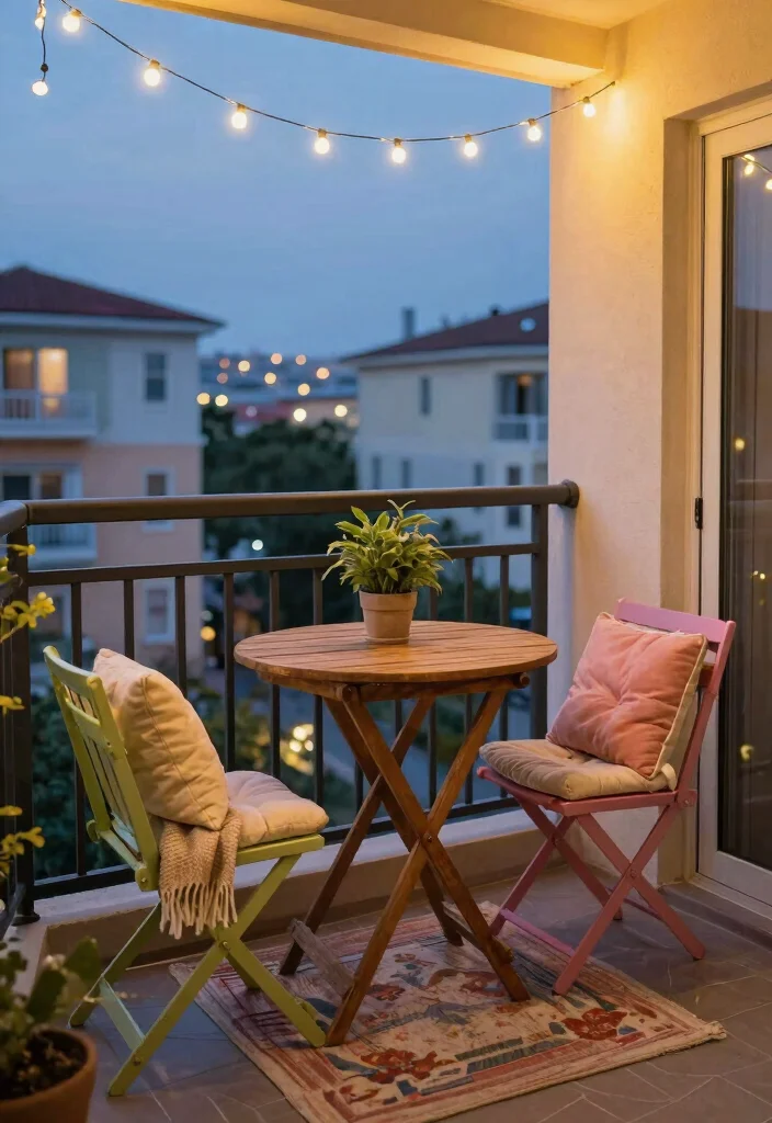 10 Mini Balcony Ideas That Still Feel Warm and Intentional 2. Cozy Seating Area 0
