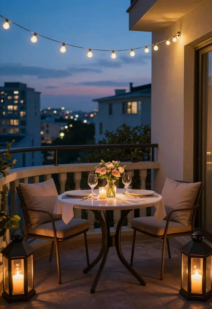 10 Mini Balcony Ideas That Still Feel Warm and Intentional 4. Intimate Dining Nook 0