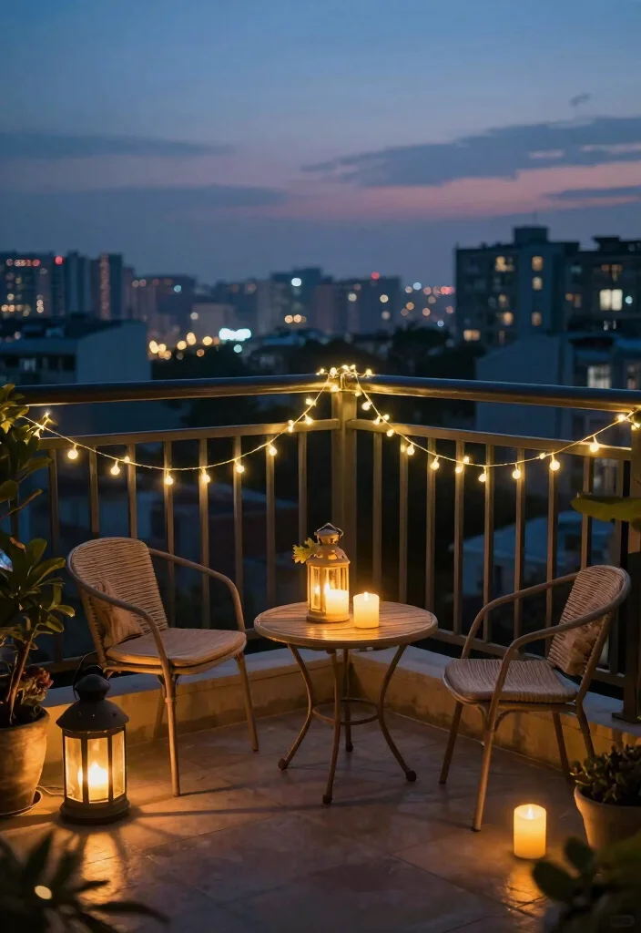 10 Mini Balcony Ideas That Still Feel Warm and Intentional 7. Soft Lighting Solutions 0