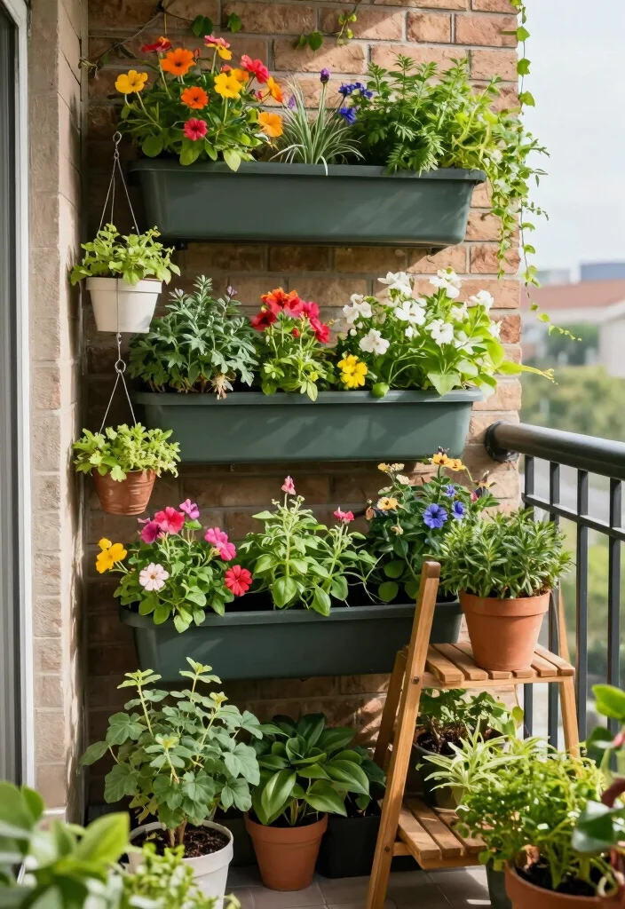 10 Small Apartment Balcony Ideas That Feel Calm and Inviting 2. Vertical Garden 0