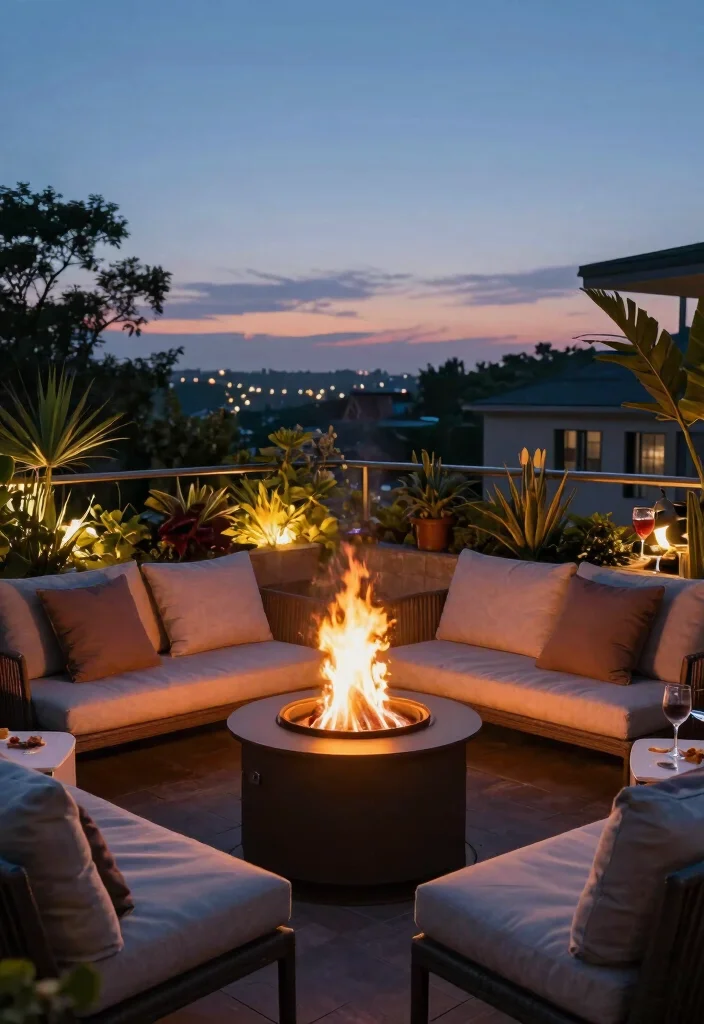 10 Small Balcony Decorating Ideas That Feel Intentional Not Crowded 8. Trendy Fire Pit 0