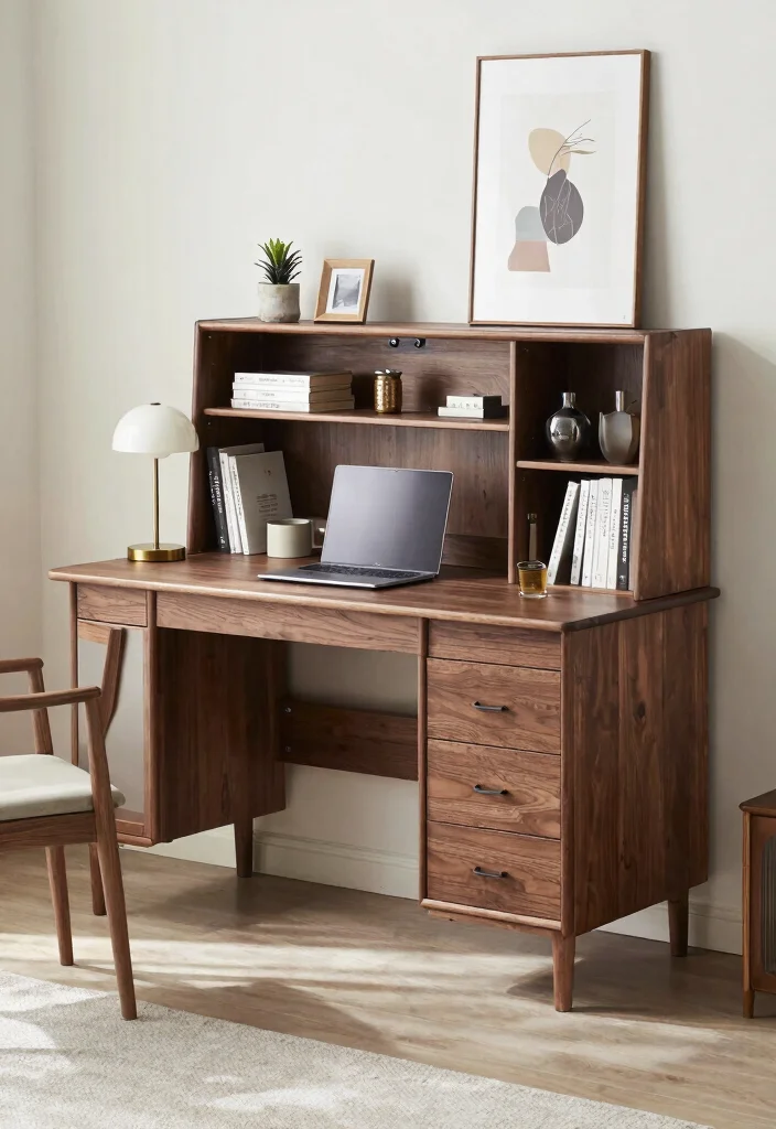 10 Small Desk Ideas That Fit Beautifully in Tight Rooms 8. Desks with Built In Storage Organization Meets Functionality 0