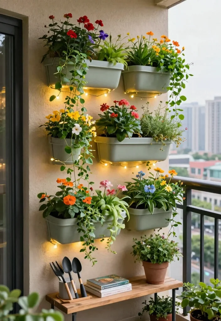 10 Tiny Balcony Ideas with Big Cozy Energy 1. Vertical Garden Oasis 0