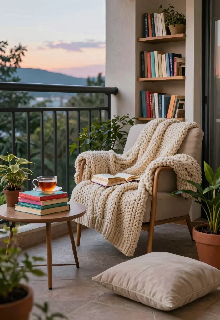10 Tiny Balcony Ideas with Big Cozy Energy 5. Outdoor Reading Retreat 0