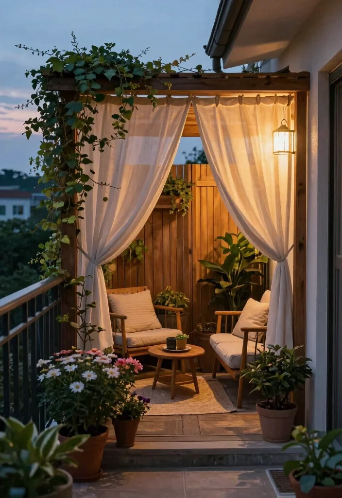 10 Tiny Balcony Ideas with Big Cozy Energy 8. Stylish Privacy Screen 0