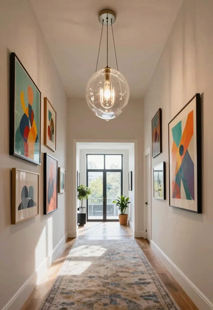 10 Upstairs Hallway Ideas with Soft Lighting and Flow 2. Statement Pendant Lights 0