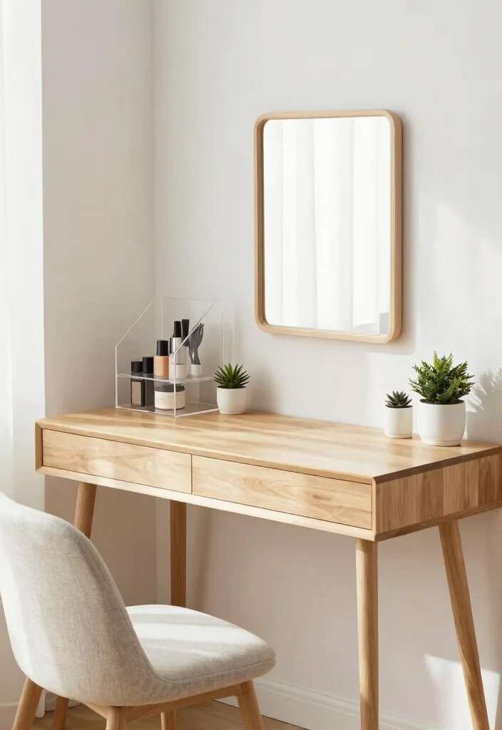 10 Vanity Desk Ideas Blending Beauty Storage and Style 1. Minimalist Scandi Charm 0