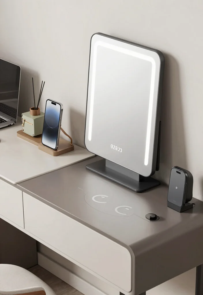 10 Vanity Desk Ideas Blending Beauty Storage and Style 10. Smart Tech Integration 0