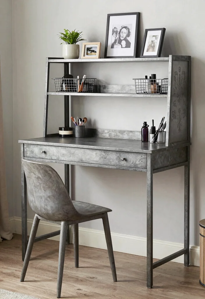 10 Vanity Desk Ideas Blending Beauty Storage and Style 6. Industrial Edge 0