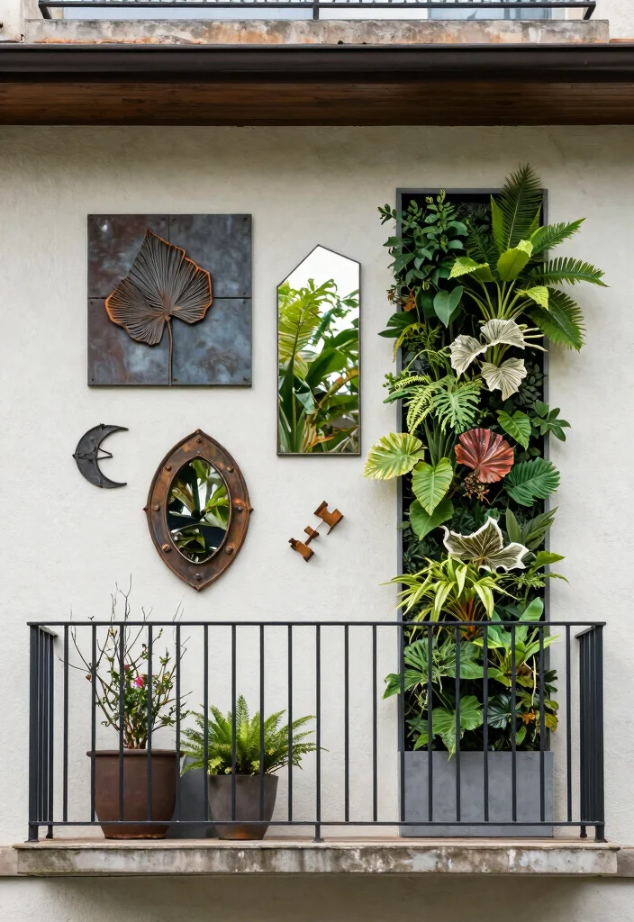 12 Balcony Decor Ideas with Textiles Plants and Soft Lighting 7. Artistic Wall Decor 0