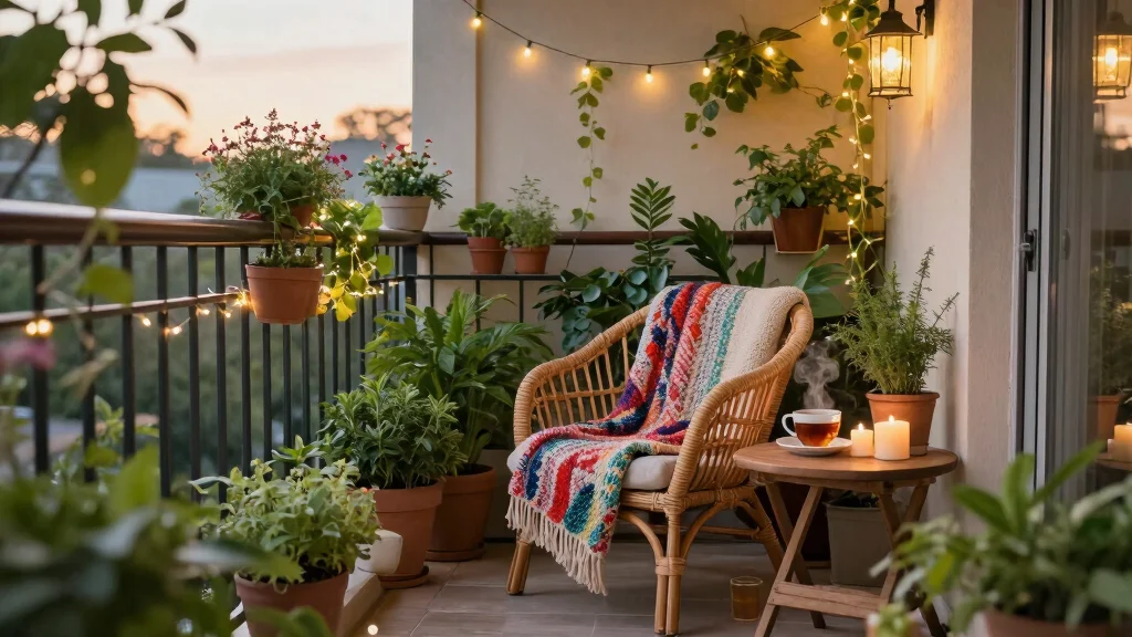 12 Balcony Decor Ideas with Textiles, Plants, and Soft Lighting