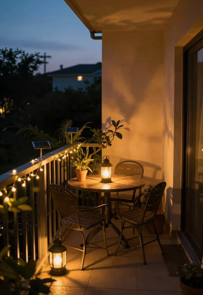 12 Balcony Design Ideas with Plants Lights and Relaxing Vibes 3. Ambient Outdoor Lighting 0