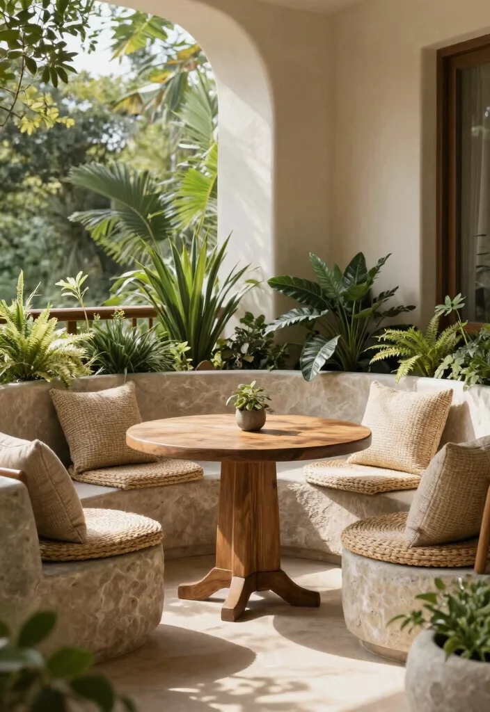 12 Balcony Design Ideas with Plants Lights and Relaxing Vibes 8. Natural Materials 0