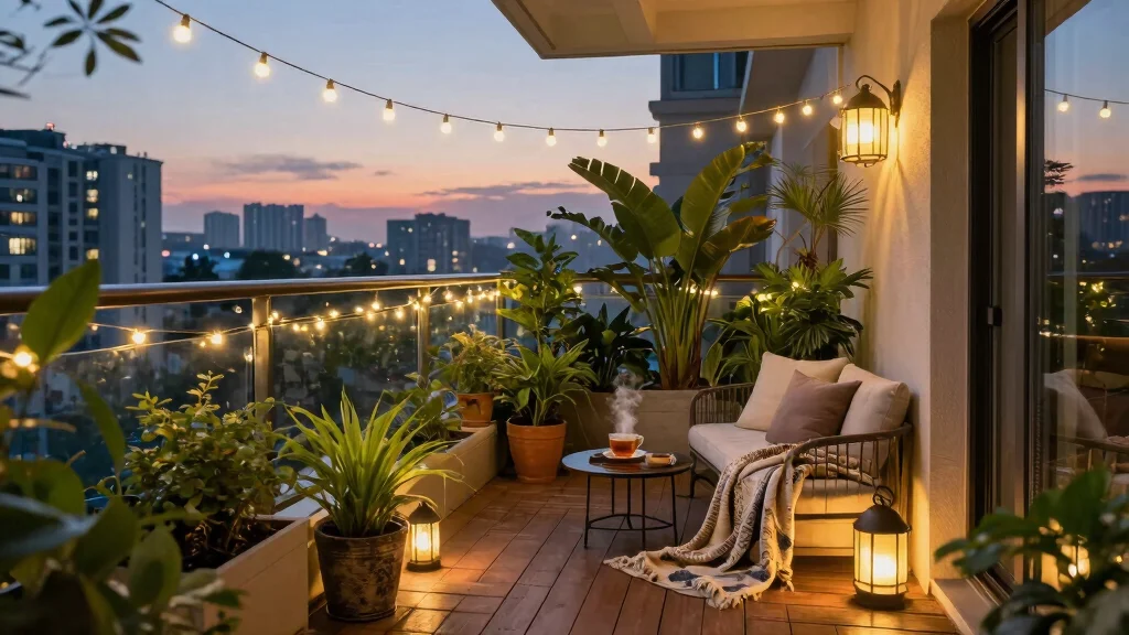 12 Balcony Design Ideas with Plants Lights and Relaxing Vibes