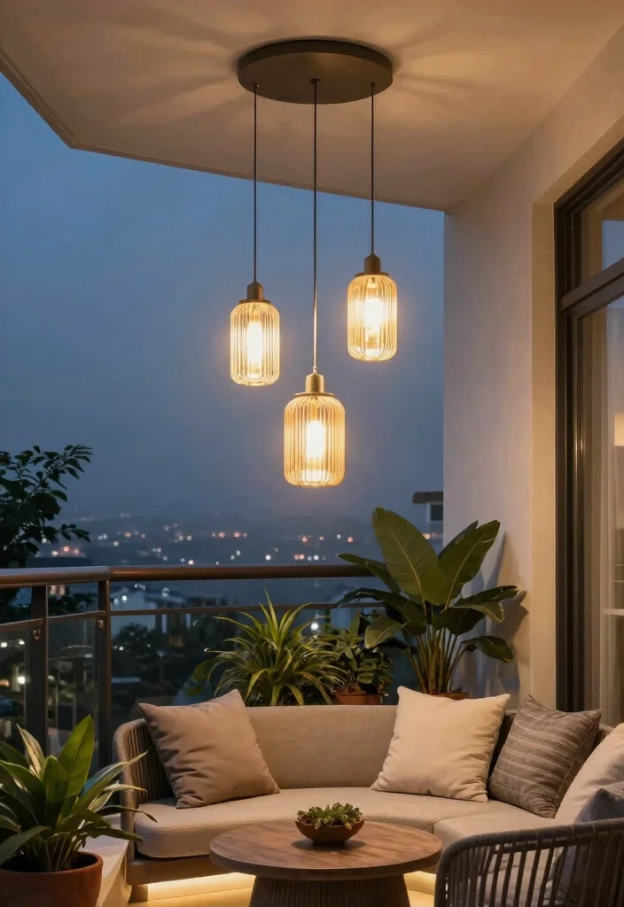 12 Balcony Lighting Ideas for Soft Nights and Golden Hour Vibes 11. Hanging Pendant Lights 0