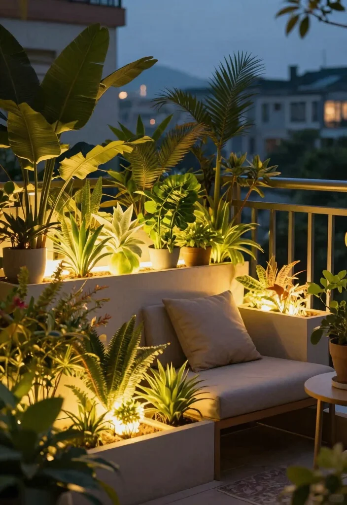 12 Balcony Lighting Ideas for Soft Nights and Golden Hour Vibes 12. Glowing Planters 0