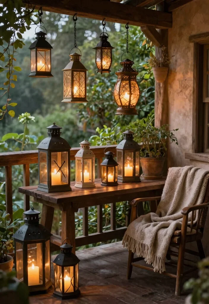 12 Balcony Lighting Ideas for Soft Nights and Golden Hour Vibes 3. Lanterns for Rustic Charm 0