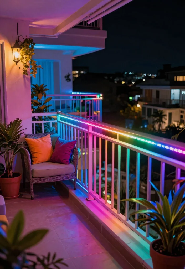12 Balcony Lighting Ideas for Soft Nights and Golden Hour Vibes 7. Color Changing LED Strips 0