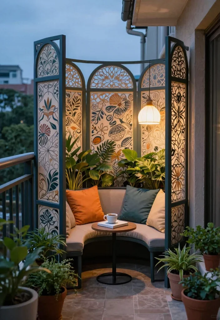 12 Balcony Privacy Ideas to Create a Calm Hidden Retreat 11. Cozy Nook with Partitions 0