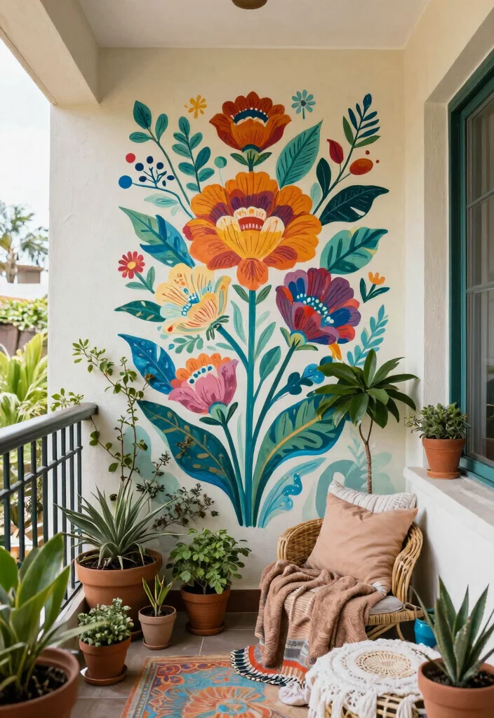 12 Balcony Privacy Ideas to Create a Calm Hidden Retreat 12. Artistic Murals 0