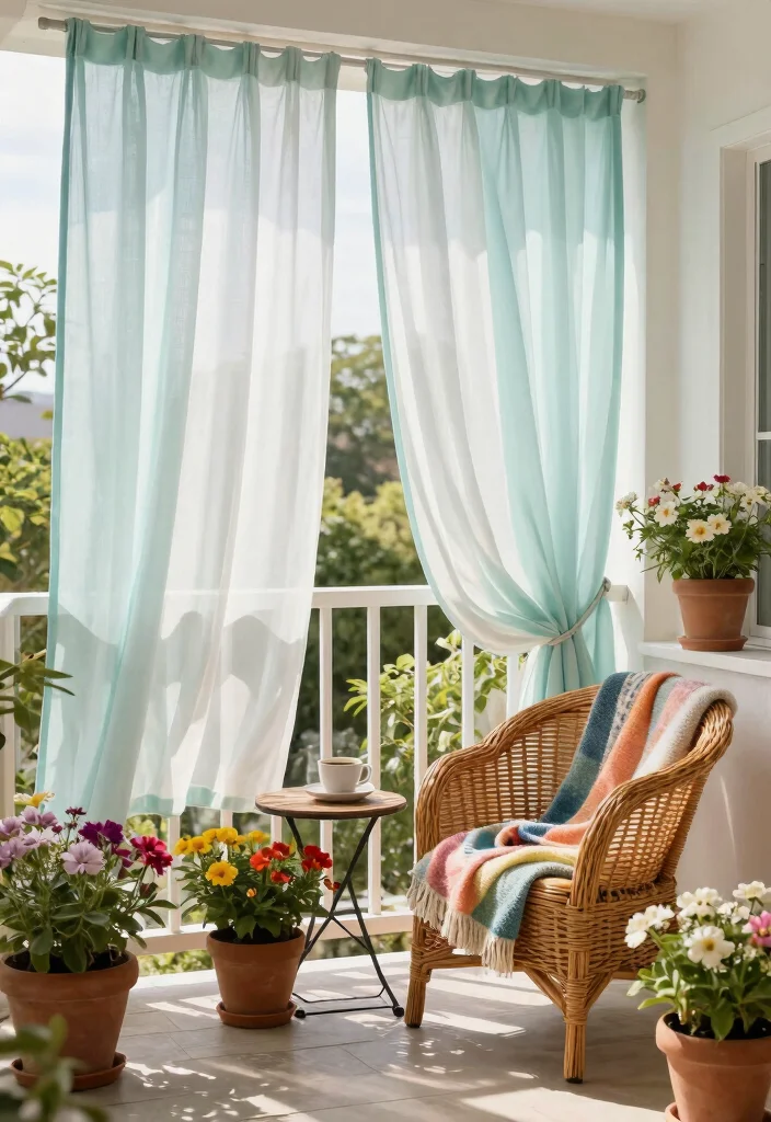 12 Balcony Privacy Ideas to Create a Calm Hidden Retreat 4. Outdoor Curtains 0
