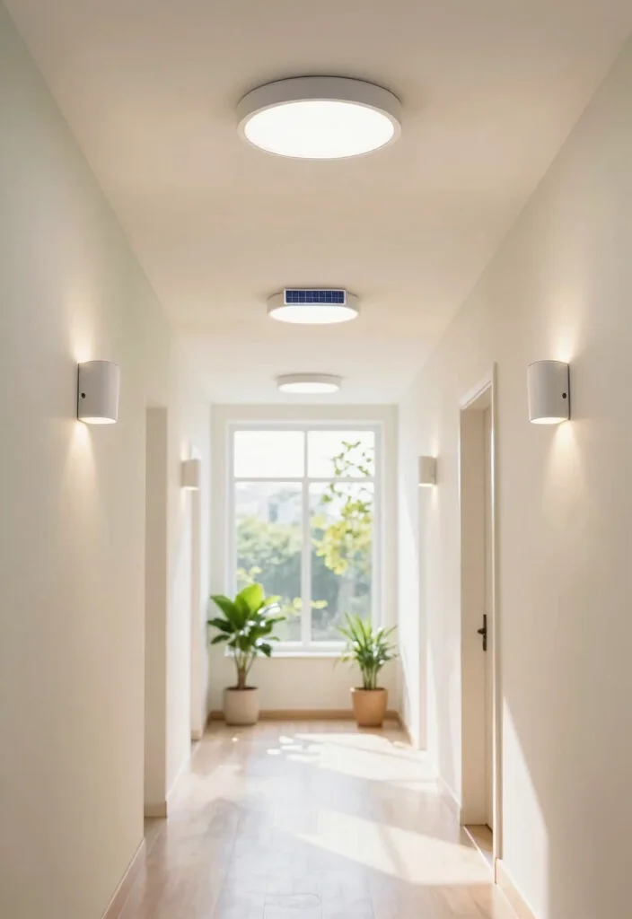 12 Ceiling Hallway Lighting Ideas That Brighten the Path 10. Sustainable Solar Powered Lights 0
