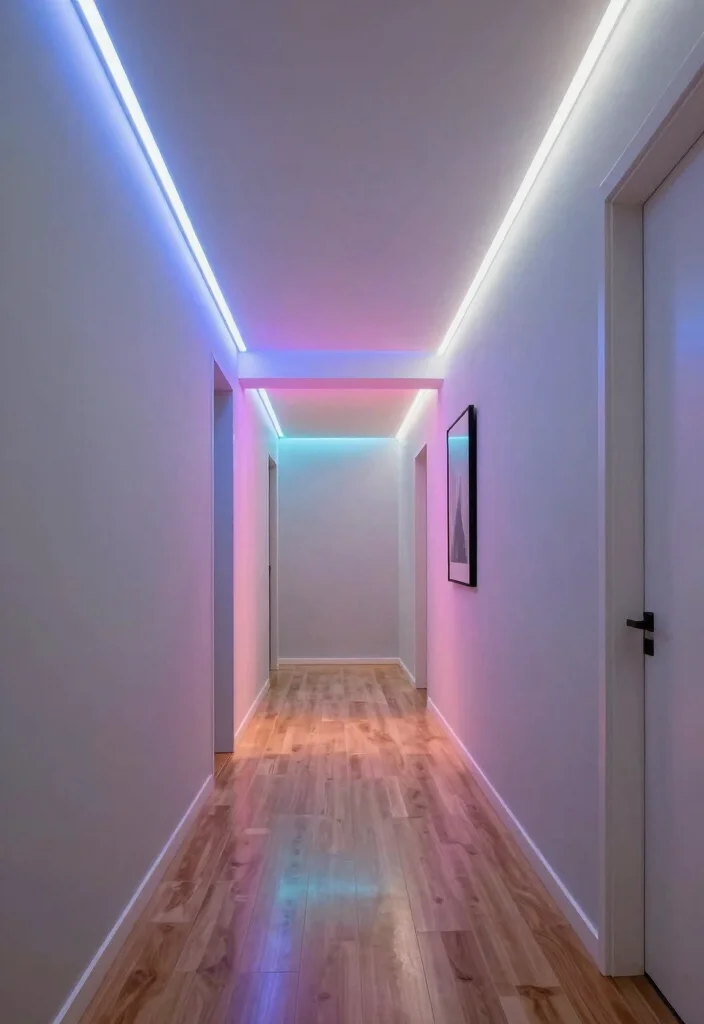 12 Ceiling Hallway Lighting Ideas That Brighten the Path 2. Energy Efficient LED Strip Lights 0