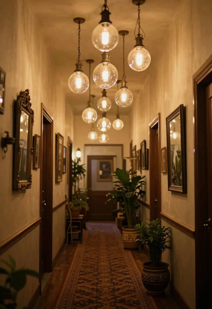 12 Ceiling Hallway Lighting Ideas That Brighten the Path 4. Vintage Inspired Globe Lights 0