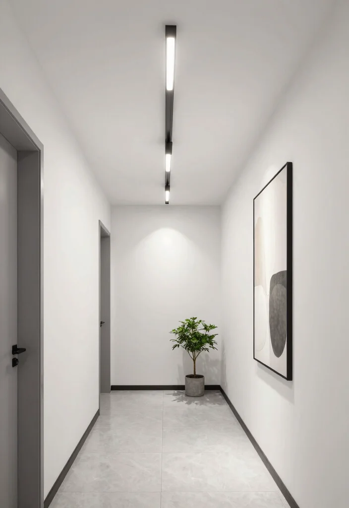 12 Ceiling Hallway Lighting Ideas That Brighten the Path 6. Minimalist Track Lighting 0