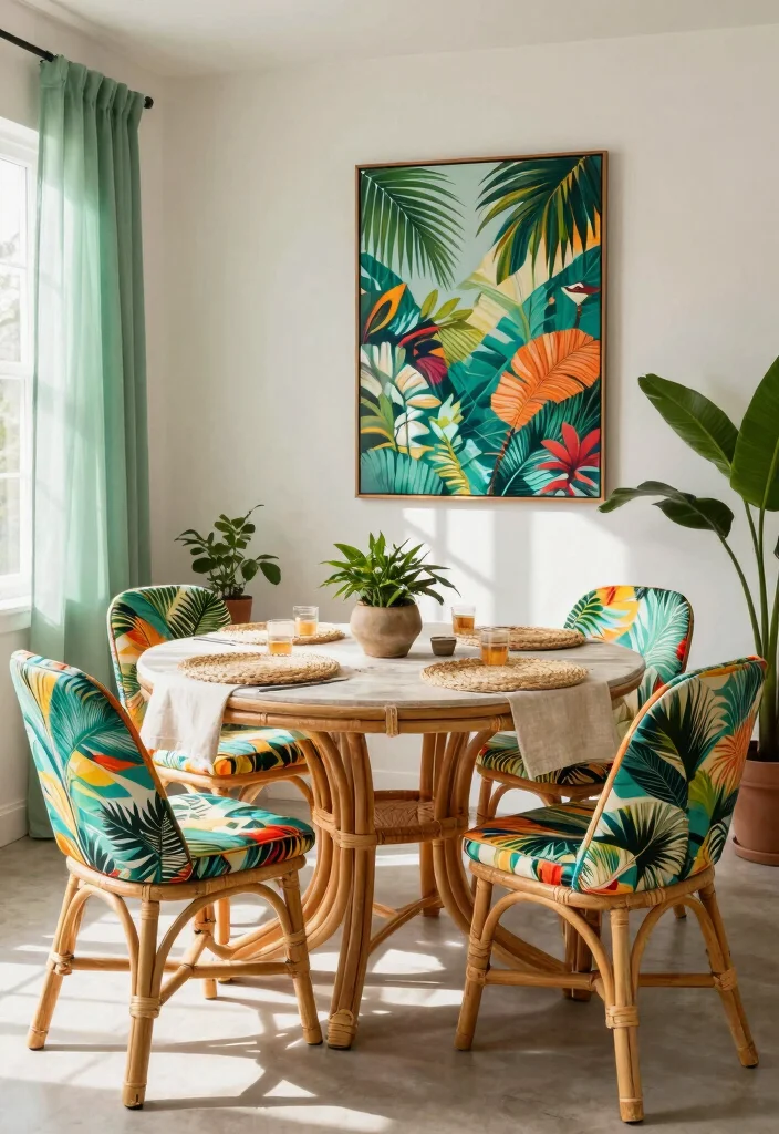 12 Coastal Dining Room Ideas with Breezy Relaxed Feel 6. Tropical Textures 0
