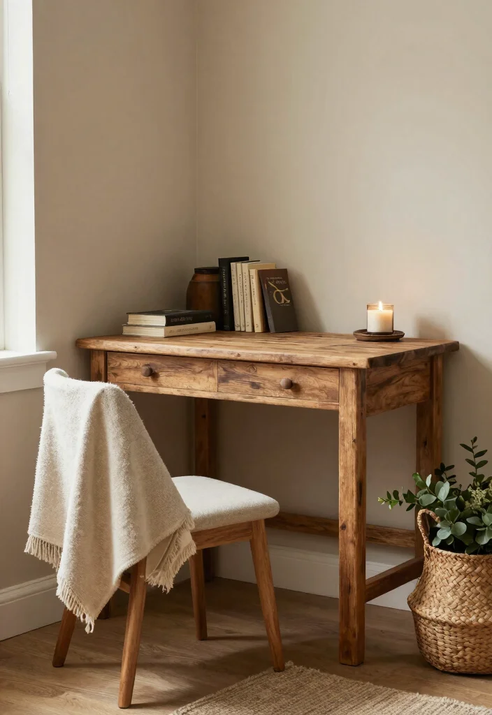 12 Corner Desk Ideas That Save Space and Feel Intentional 8. Rustic Corner Desk for Cozy Vibes 0