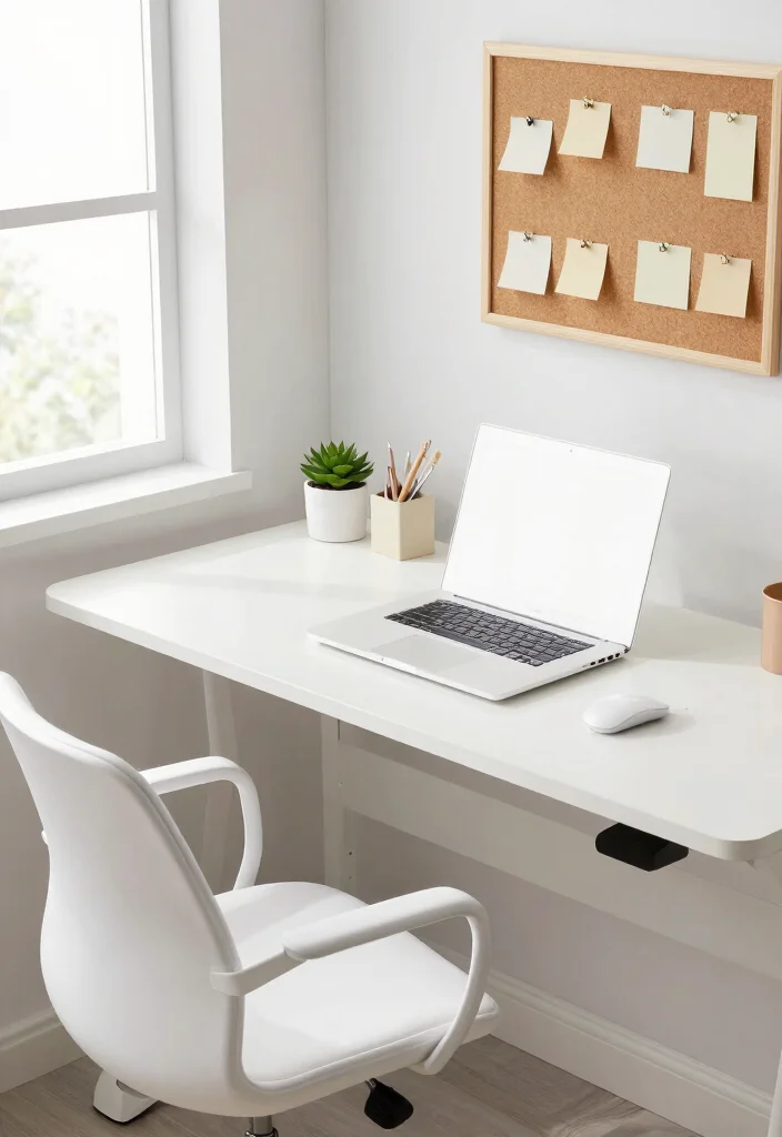 12 Desk Ideas for Calm Productive Workspaces at Home 1. The All White Minimalist Desk 0
