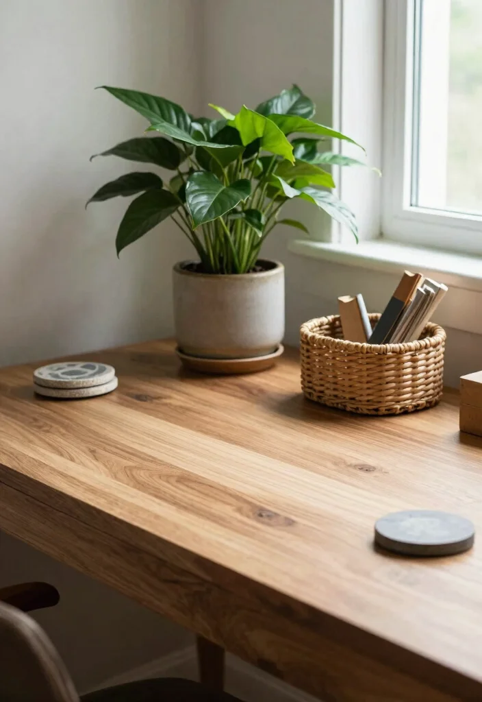 12 Desk Ideas for Calm Productive Workspaces at Home 5. Natural Elements 0