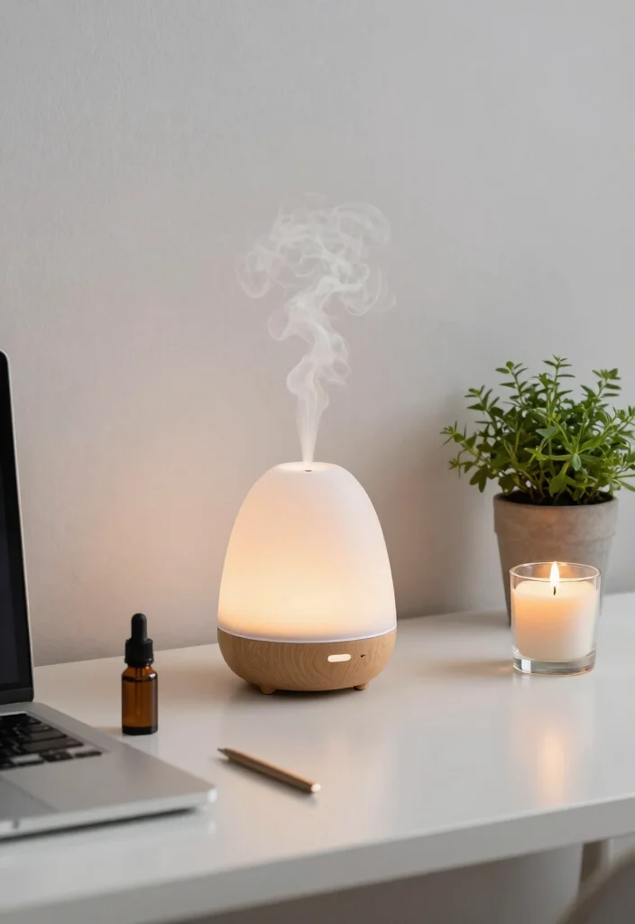 12 Desk Ideas for Calm Productive Workspaces at Home 7. Calming Aromas 0