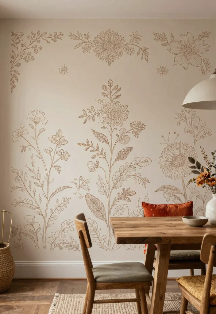 12 Dining Room Accent Wall Ideas for Soft Visual Focus 10. Artistic Stenciling 0