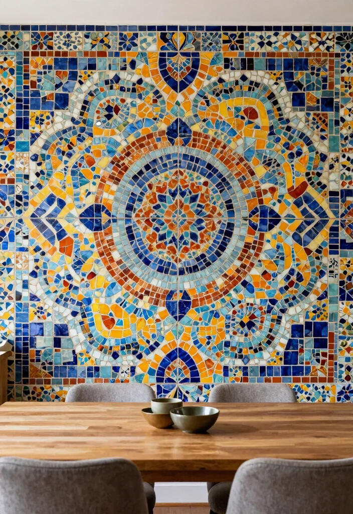 12 Dining Room Accent Wall Ideas for Soft Visual Focus 11. Mosaic Tile Accents 0