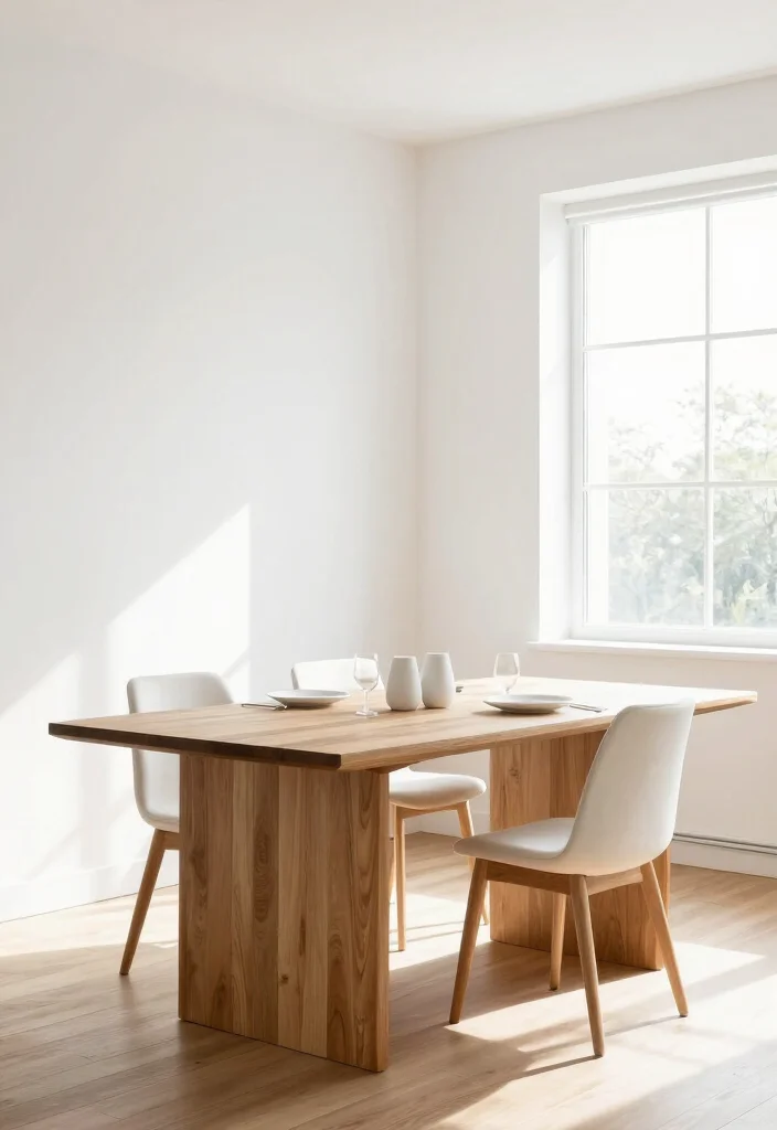 12 Dining Room Color Scheme Ideas That Feel Balanced 9. Bright White with Accents of Natural Wood 0