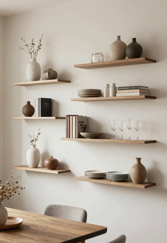 12 Dining Room Storage Ideas That Stay Hidden and Styled 7. Floating Shelves for Decorative Storage 0