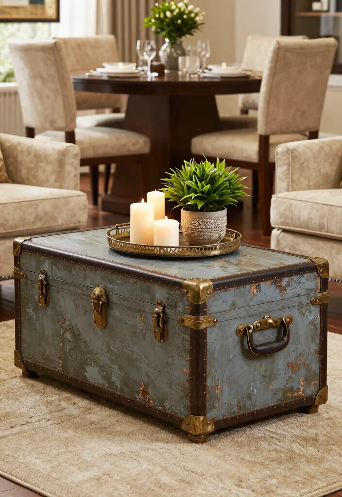 12 Dining Room Storage Ideas That Stay Hidden and Styled 9. Decorative Trunks as Coffee Tables 0