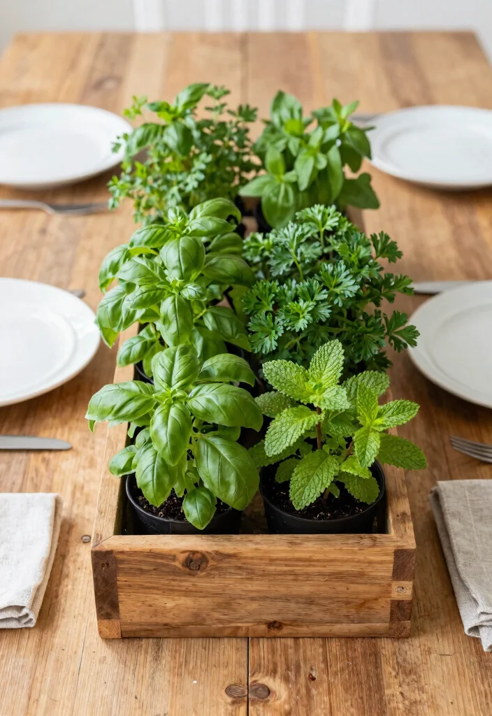 12 Dining Table Centerpiece Ideas for Everyday Beauty 1. Fresh Herb Garden 0