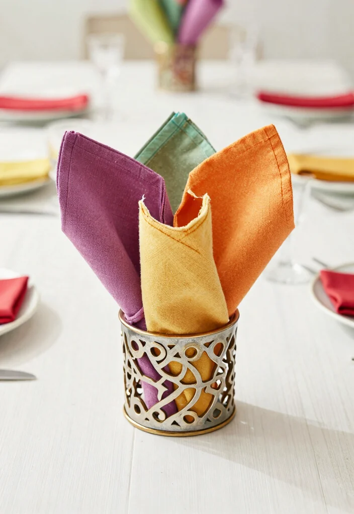 12 Dining Table Centerpiece Ideas for Everyday Beauty 10. Reusable Fabric Napkin Centerpiece 0