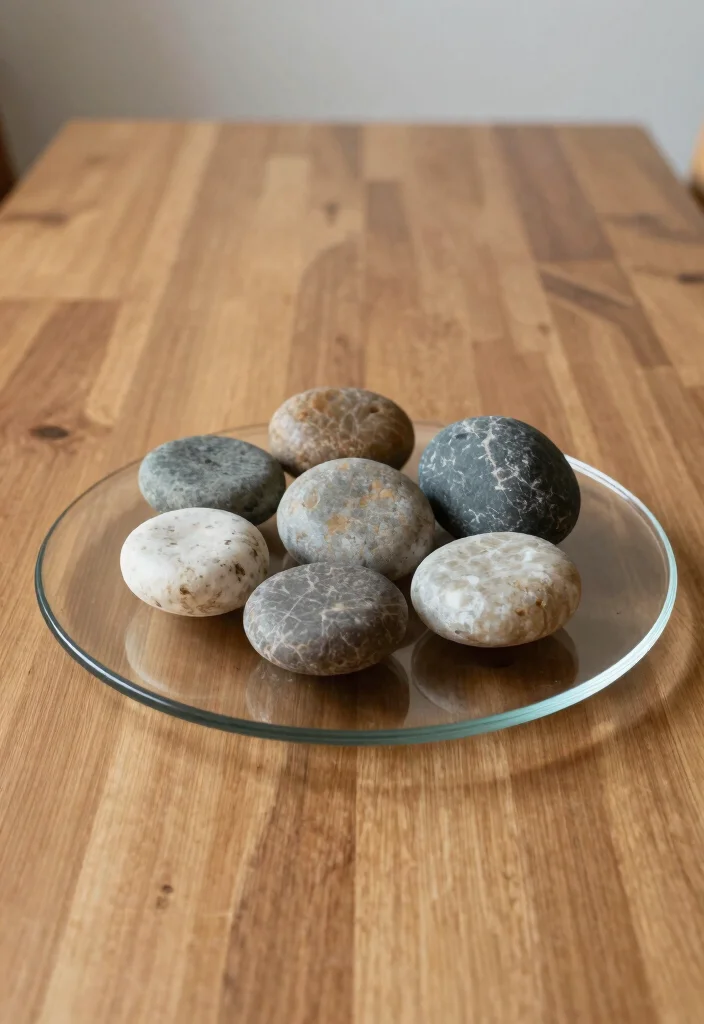 12 Dining Table Centerpiece Ideas for Everyday Beauty 9. Minimalist Stone Arrangement 0