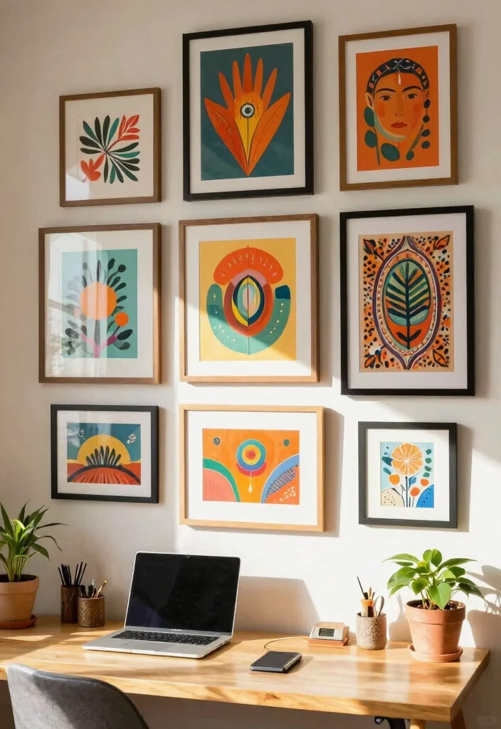 12 Dorm Desk Ideas That Feel Cozy and Personal 11. A Touch of Color with Artwork 0