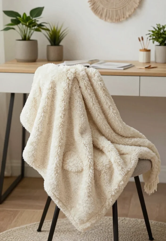 12 Dorm Desk Ideas That Feel Cozy and Personal 7. Cozy Throw Blanket 0