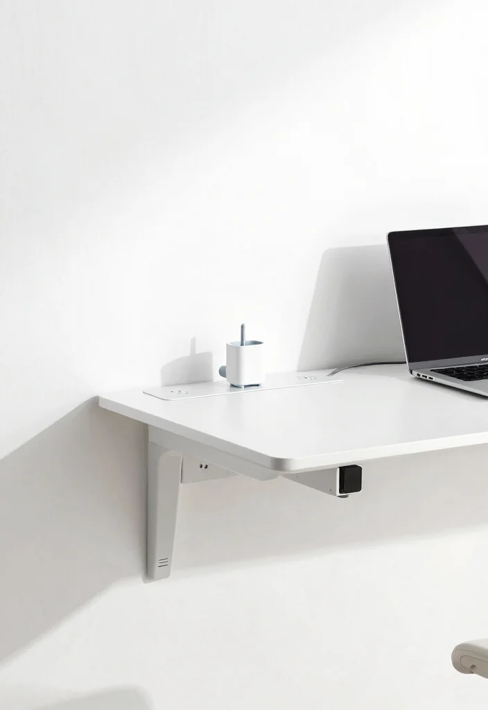 12 Floating Desk Ideas for Small Calm Spaces 10. Compact Floating Desk with Integrated Power Outlets 0