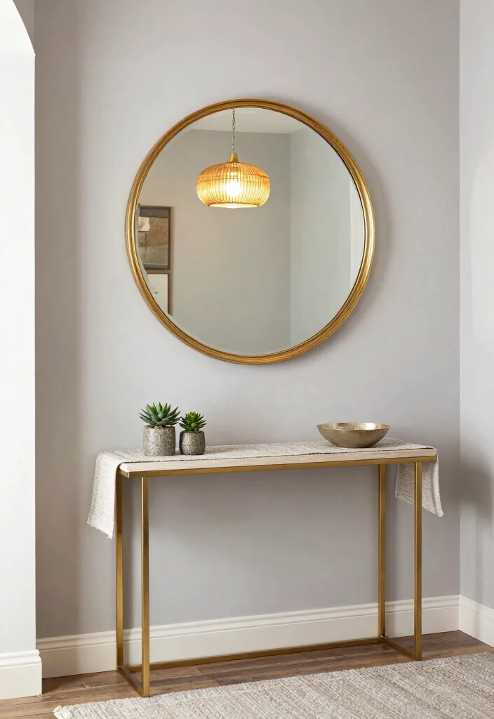 12 Hallway Mirror Ideas to Add Light and Depth 1. Oversized Round Mirror 0