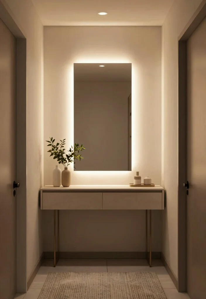 12 Hallway Mirror Ideas to Add Light and Depth 10. Backlit Mirrors 0