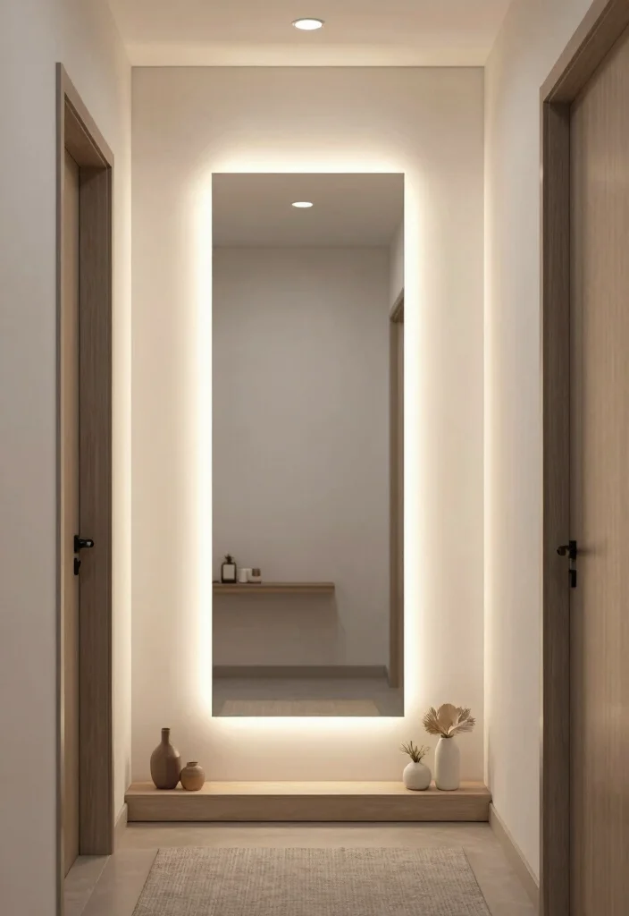 12 Hallway Mirror Ideas to Add Light and Depth 12. Illuminated Mirror Frames 0