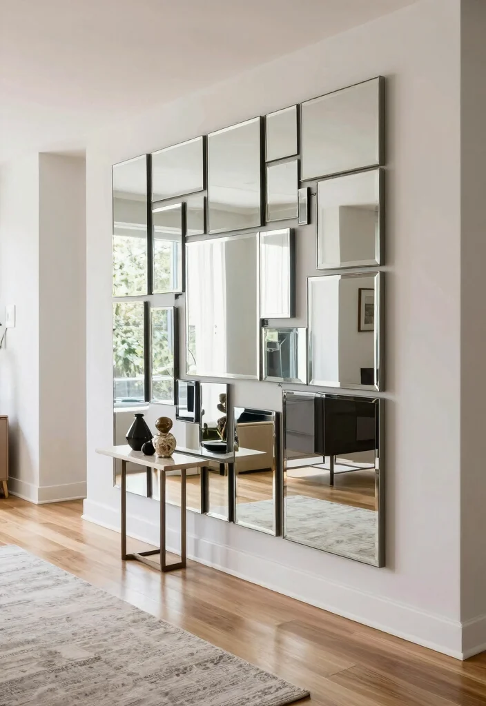 12 Hallway Mirror Ideas to Add Light and Depth 6. Mirrored Accent Wall 0