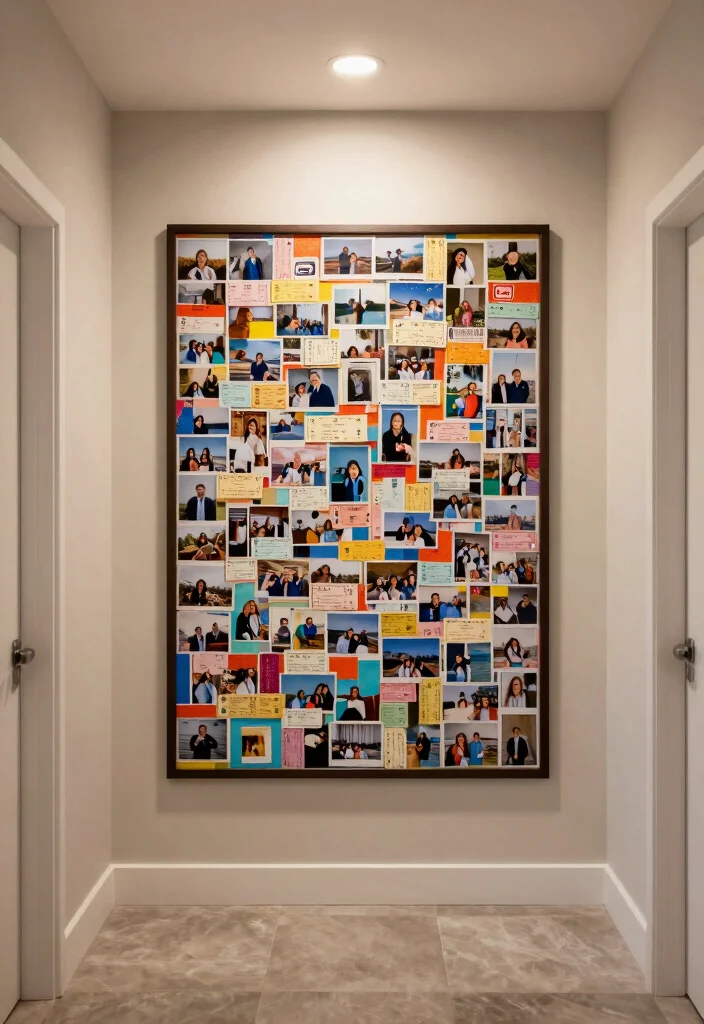 12 Hallway Photo Wall Ideas for Memories and Personality 12. Personal Memory Boards 0